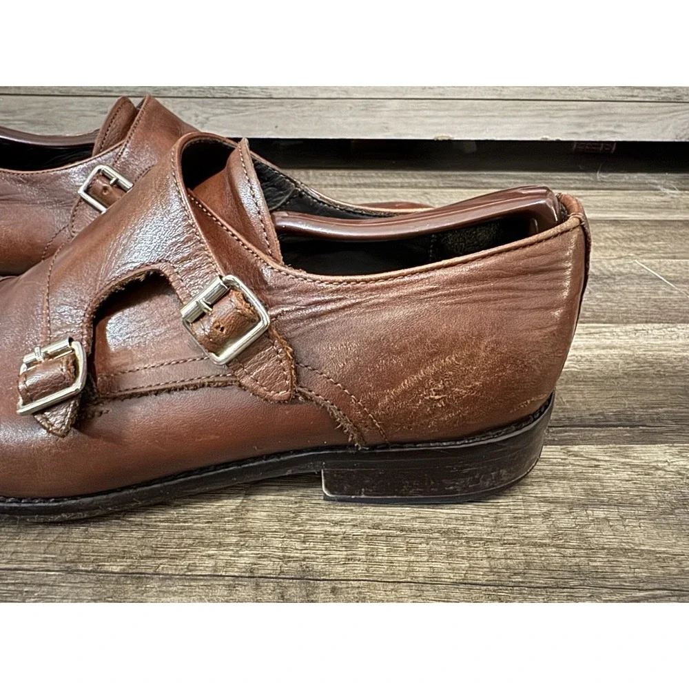 To Boot New York Brown Leather Double Monk Strap Shoes Mens Size 10.5 Made Italy